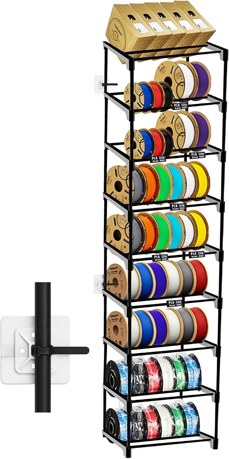 9-Tier 3D Printer Filament Storage Rack, Holds Up to 54 1kg Spools, Space-Saving