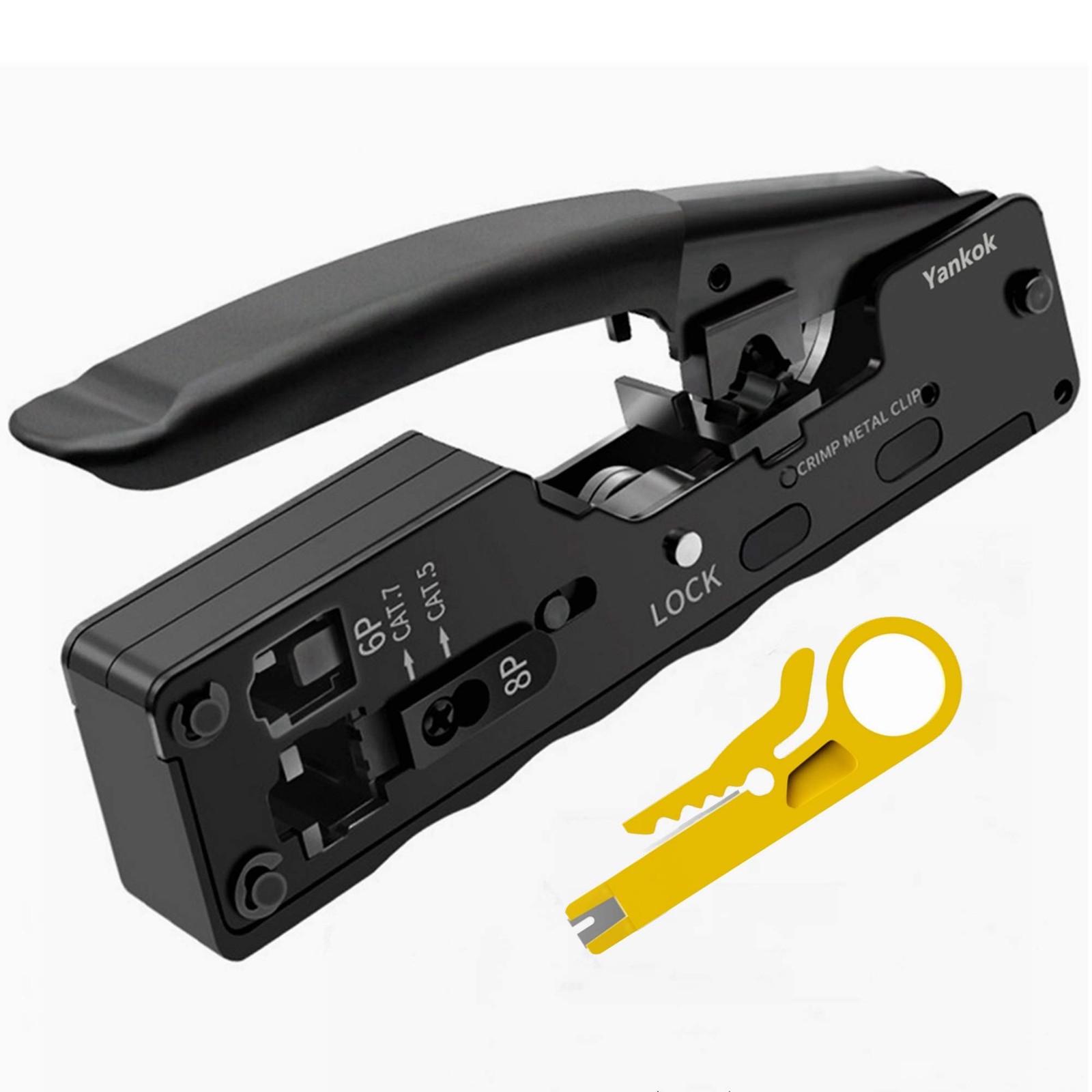 [CAT5 CAT6 CAT7 Pass Through Crimper] for RJ45 RJ12 RJ11 Pass-Thru Regular an...
