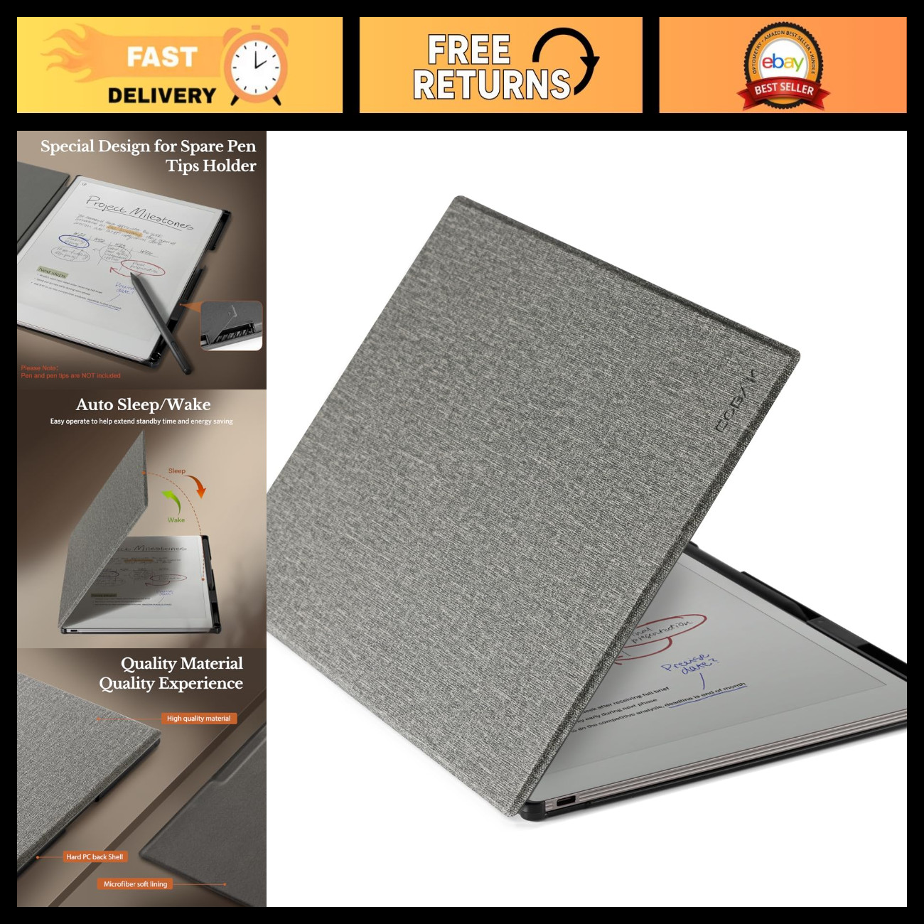 Premium Case for Remarkable Paper Pro 11.8" Tablet - 2024 Release, Durable & Sty