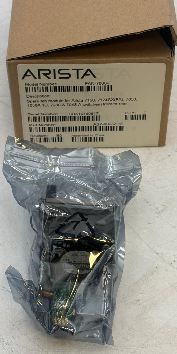 Arista FAN-7000-F Spare Fan Module Front-to-Rear Airflow - New Open Box