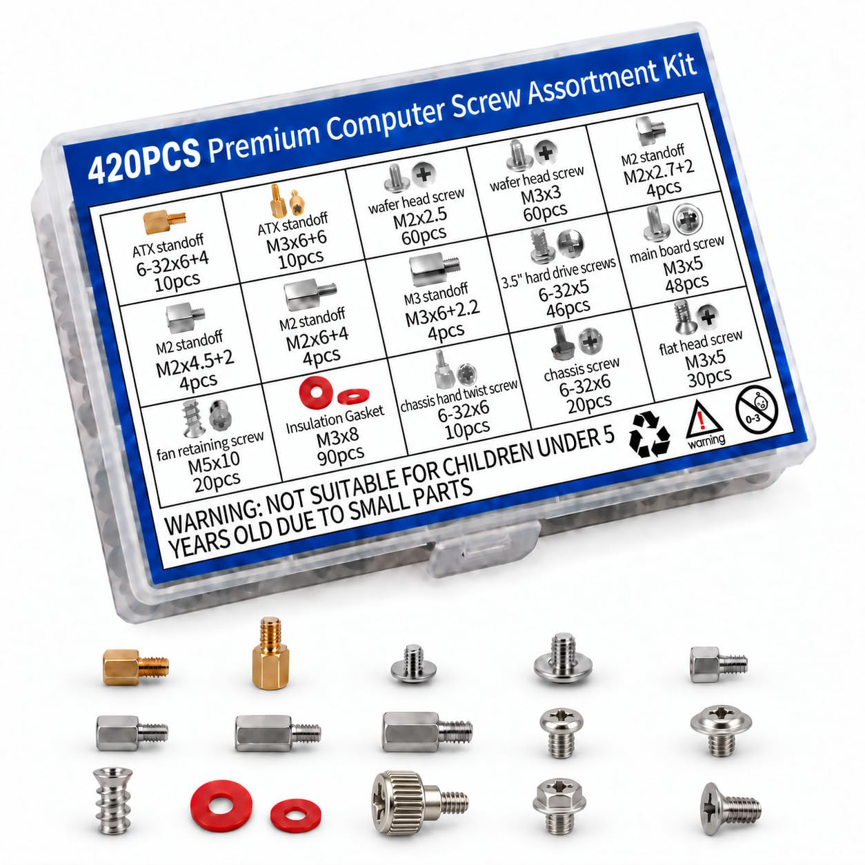 420Pcs Premium Computer Screw Kit, M.2 Screws, PC Standoffs and Screws Set
