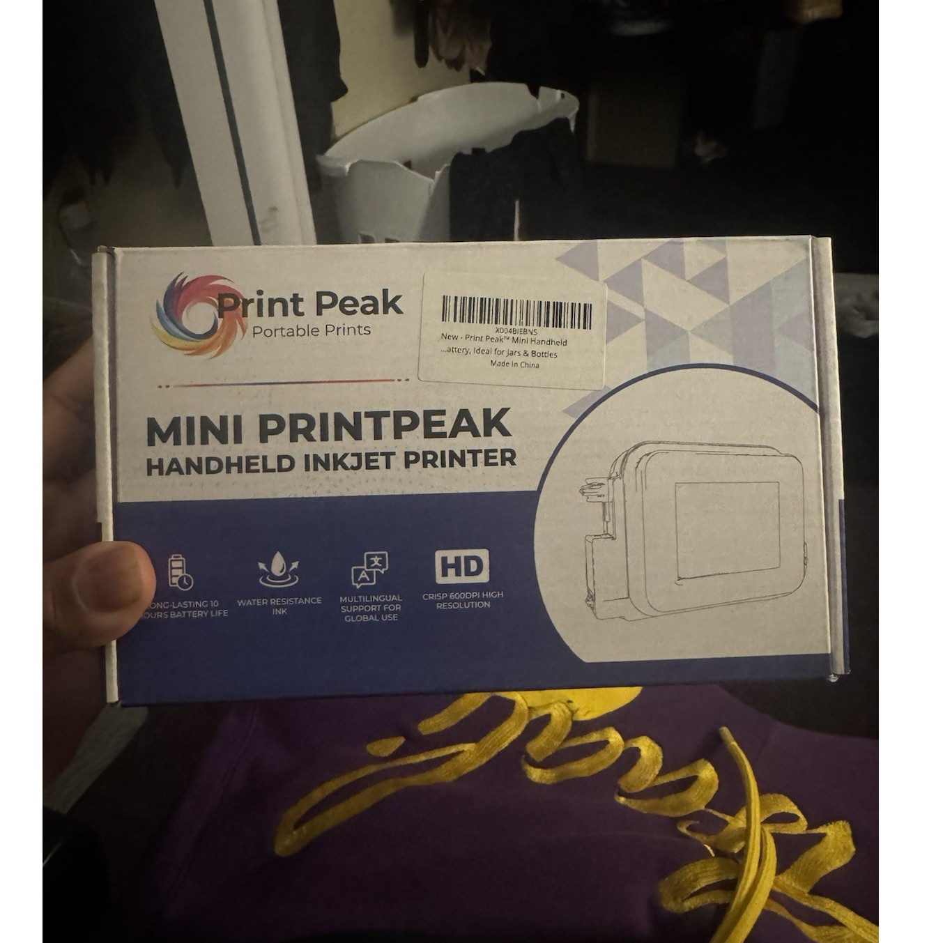 Print Peak Mini Handheld Inkjet Printer, Color, Portable, Water Resistant Ink
