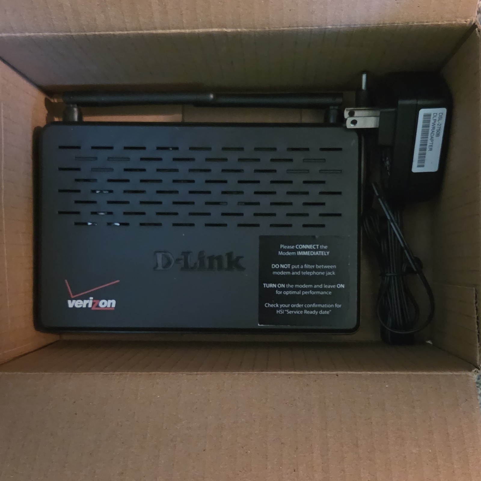 D-Link DSL-2750B Wireless ADSL2+ Modem Router Verizon w/ Power Supply Cable