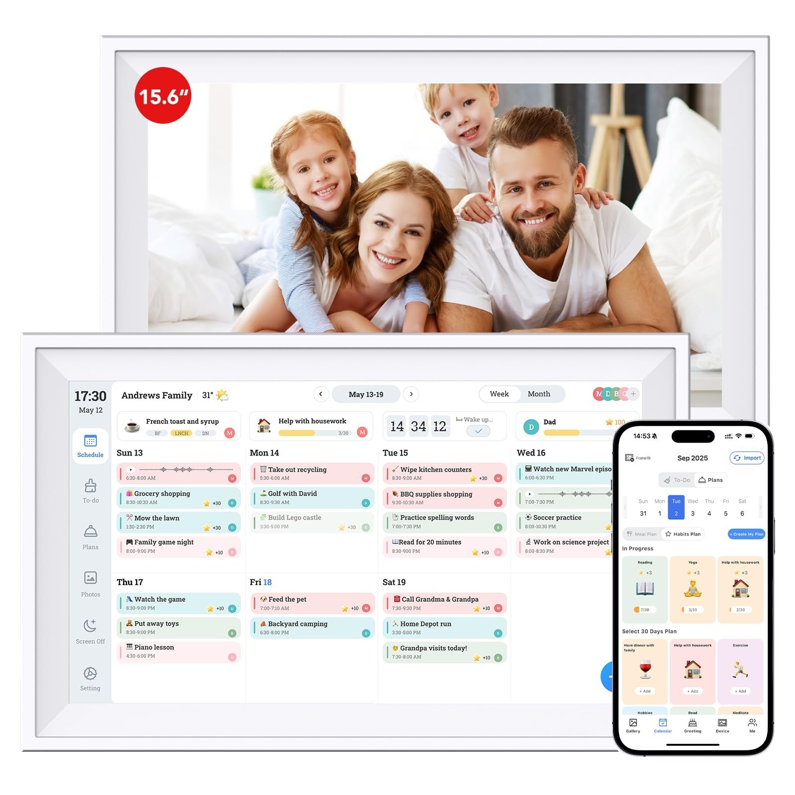 Digital Calendar 15.6 inch Wall Calendar Planner with Touch Screen,... Fast Ship