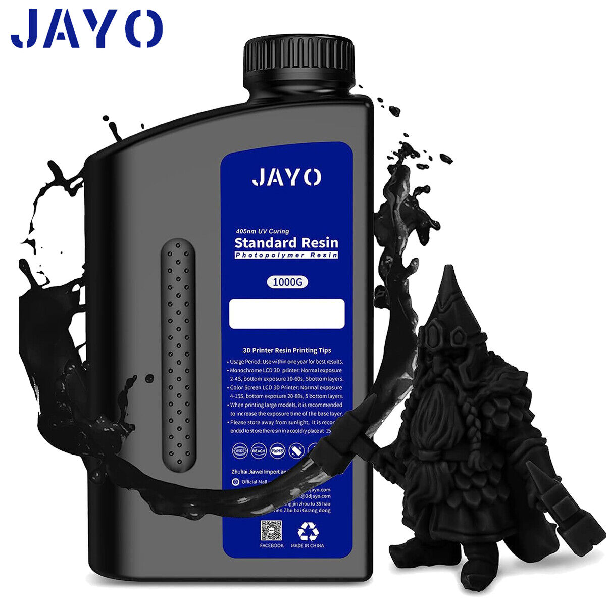 JAYO 1KG Standard Photopolymer Resin 405nm Fast Curing 4K 6K 8K LCD 3D Printer
