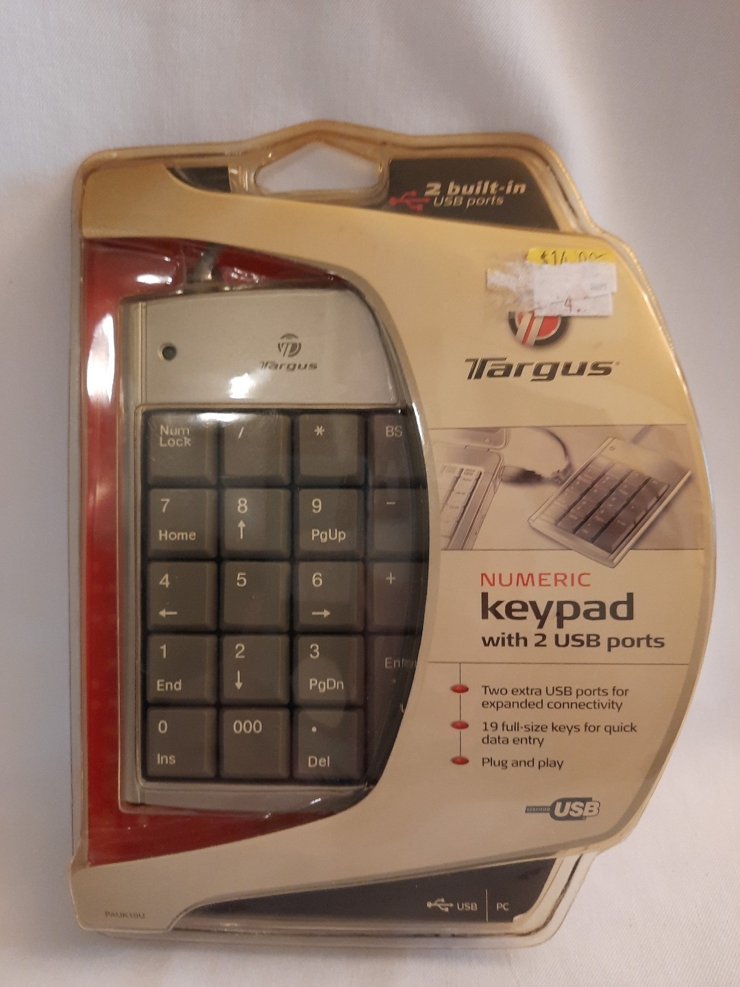 TARGUS ULTRA MINI 19KEY NUMERIC KEYPAD WITH USB HUB, BLACK