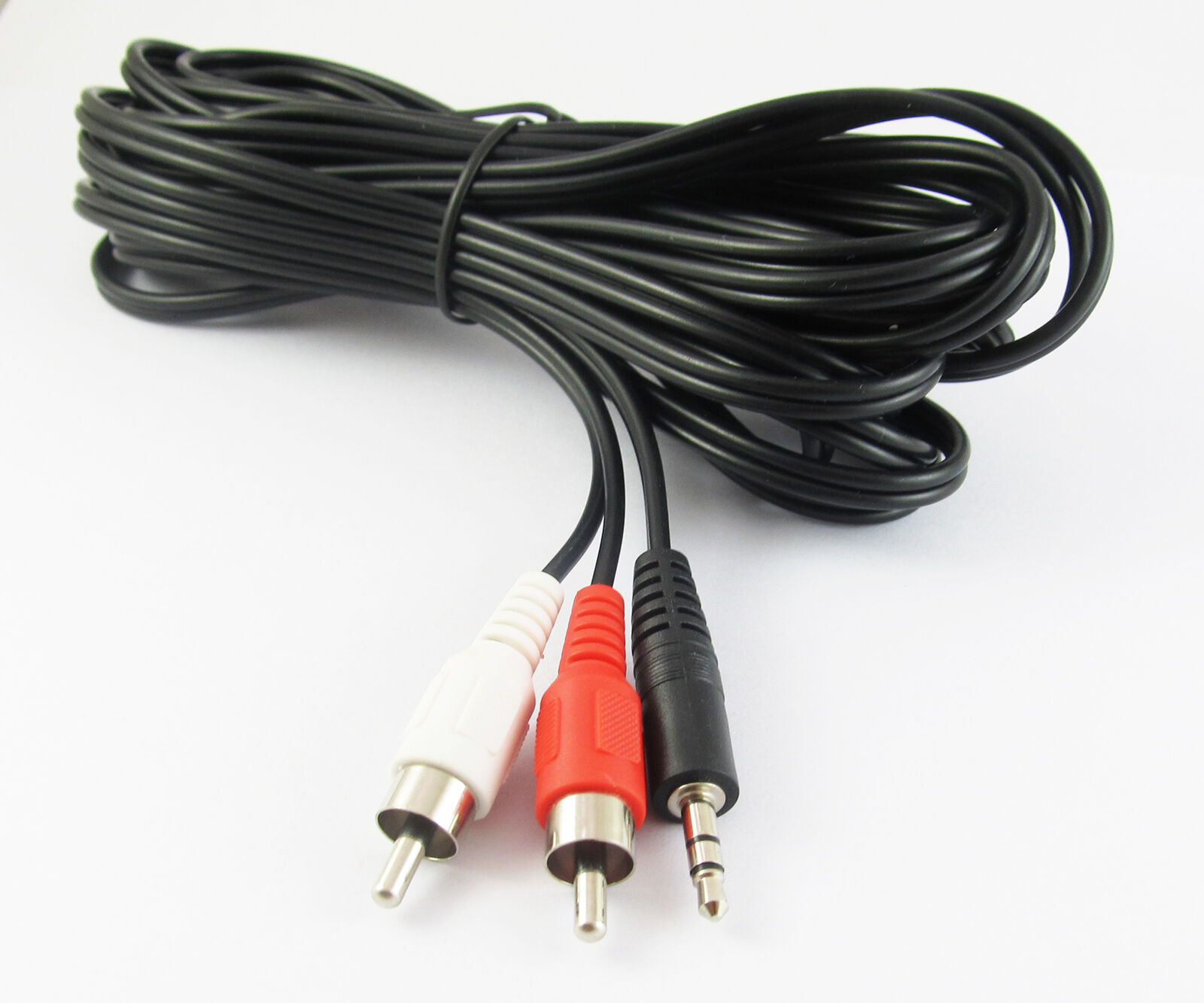 1set 16Ft 5M Aux 3.5mm Male Stereo Plug to 2 RCA Phono Male Audio Video AV Cable