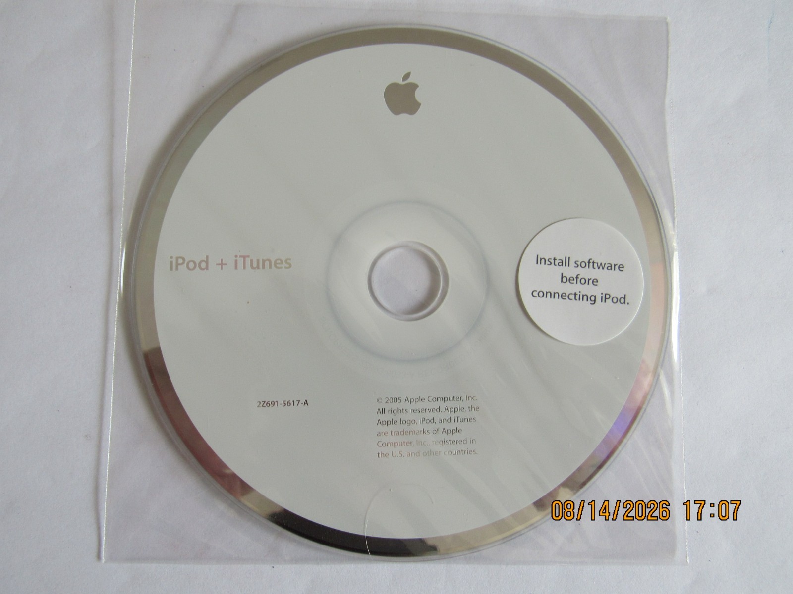 APPLE iPod and iPod Mini Install CD 2Z691-5617-A OEM 2005 Software