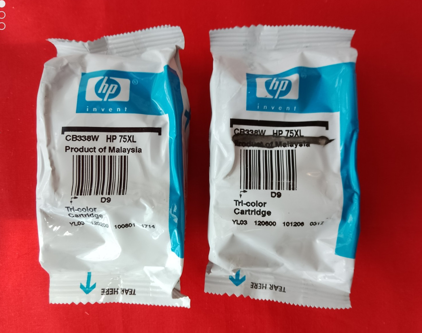 HP 75XL CB338W, TRI-COLOR 2 NEW SEALED INK CARTRIDGE