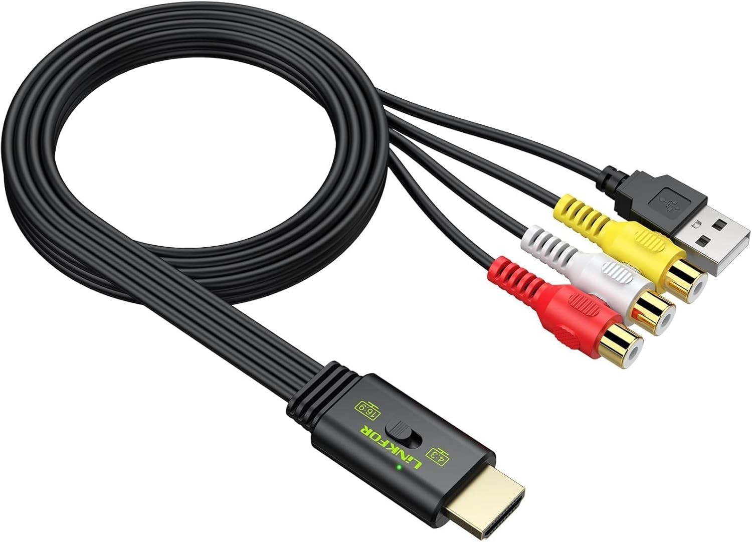 LiNKFOR RCA to HDMI Converter, 1080P AV 16:9/4:3... 