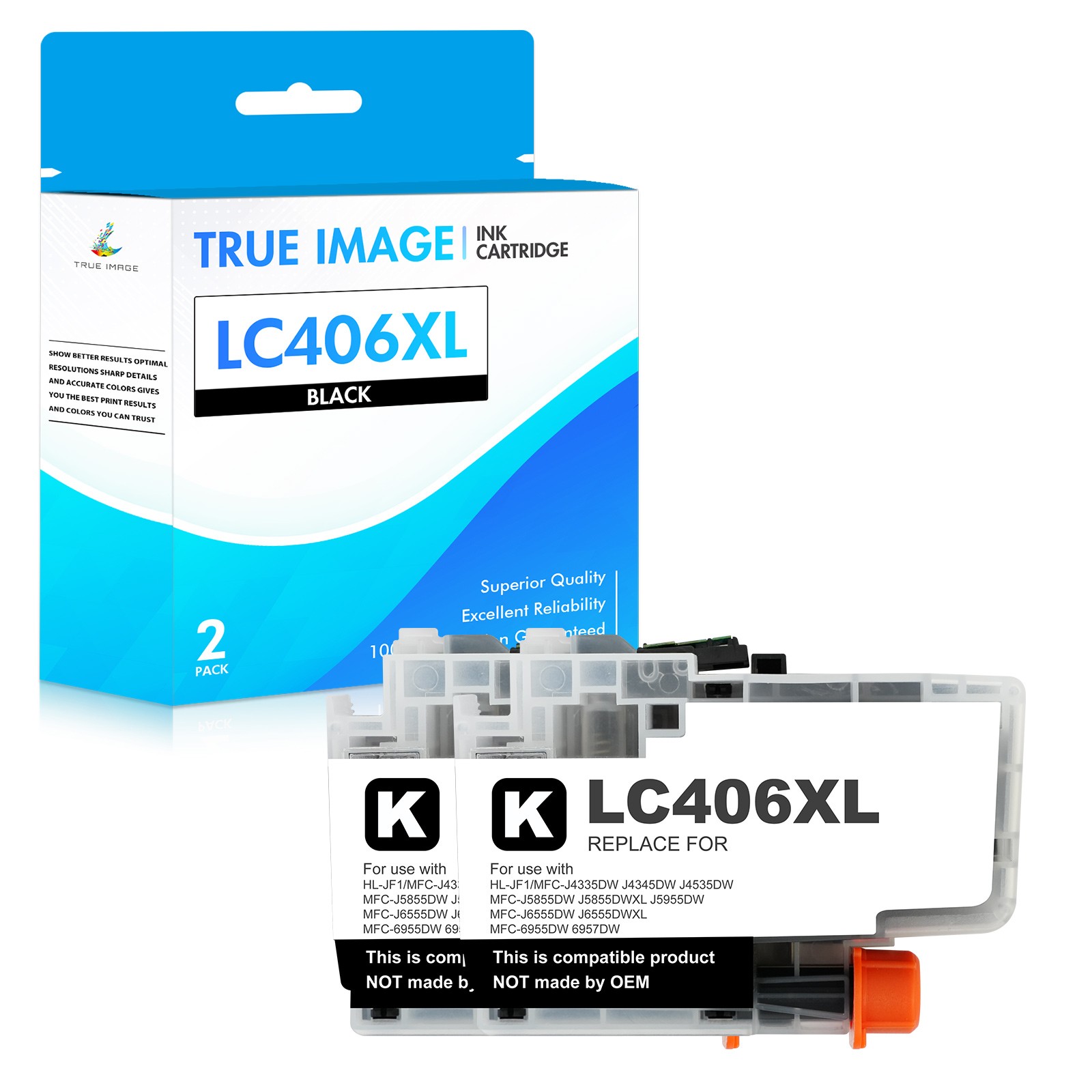2 PK BLACK Premium Ink for Brother LC406 MFC-J4335DW MFC-J4345DW MFC-J4535DW