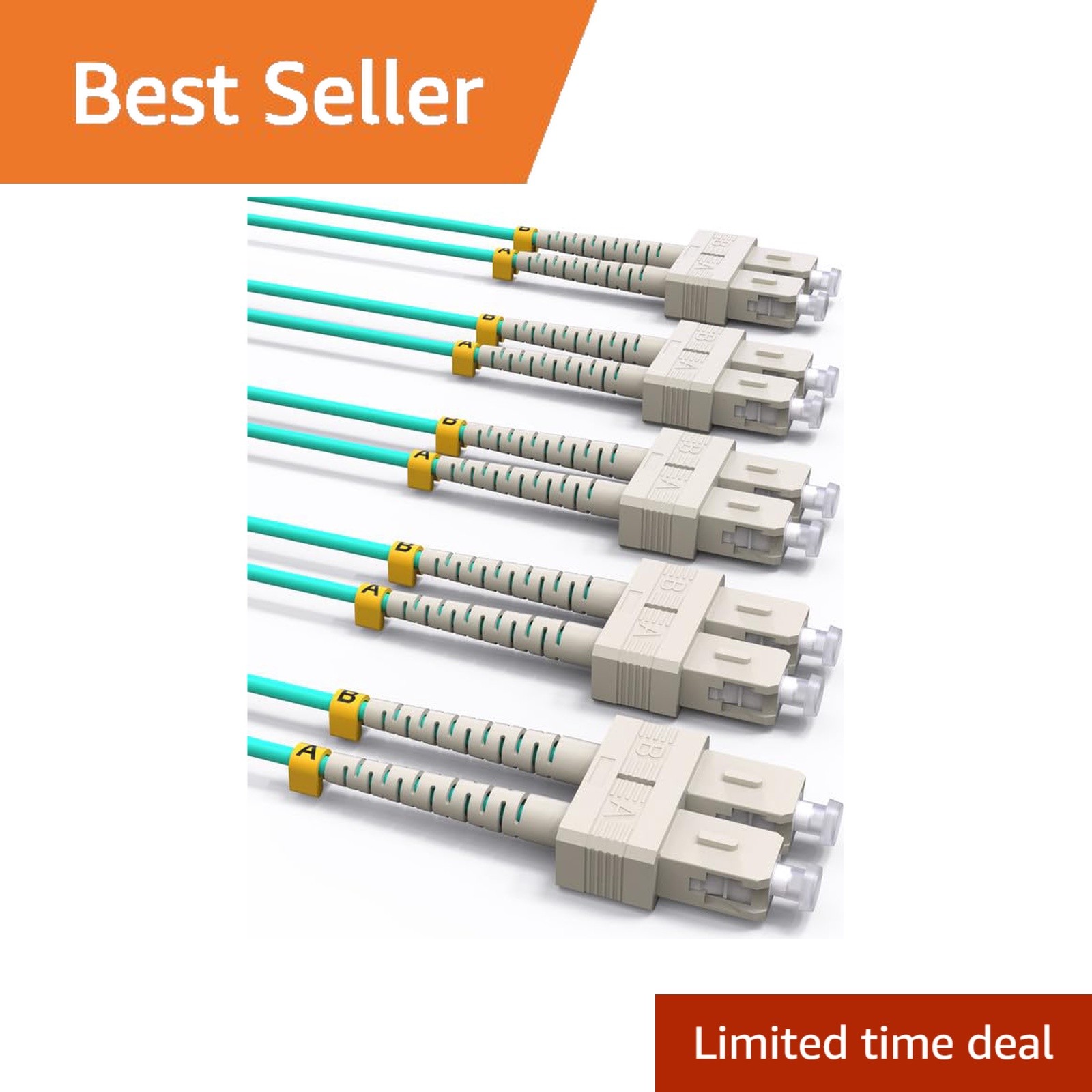 VANDESAIL Fiber Patch Cables, Aqua SC to SC 2m 5 Pack