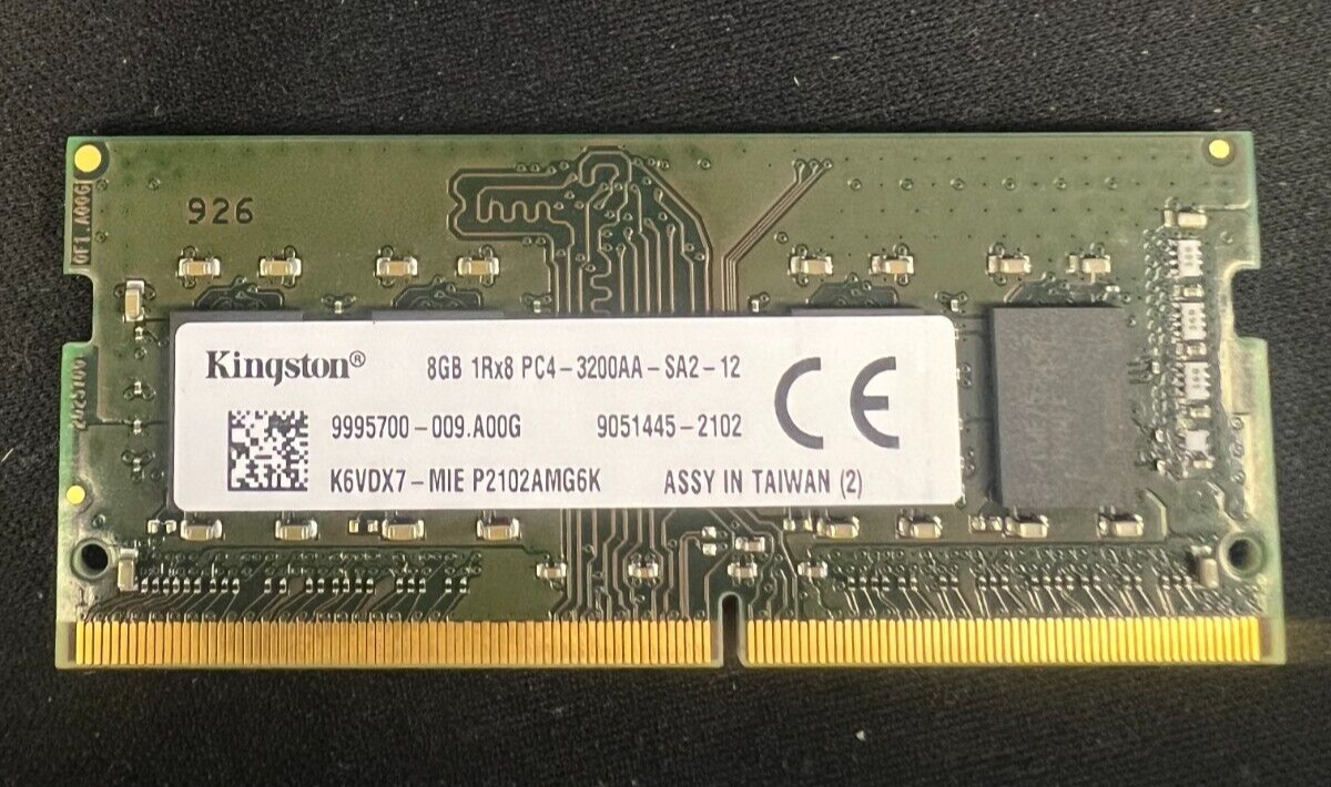 K6VDX7-MIE Kingston 8GB 1RX8 PC4-3200AA 3200Mhz SO-DIMM Memory