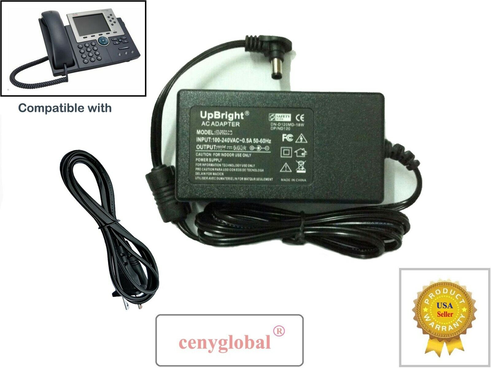 AC Adapter for Cisco Unified IP VoIP Phone Telephone 48V DC Series Power Supply