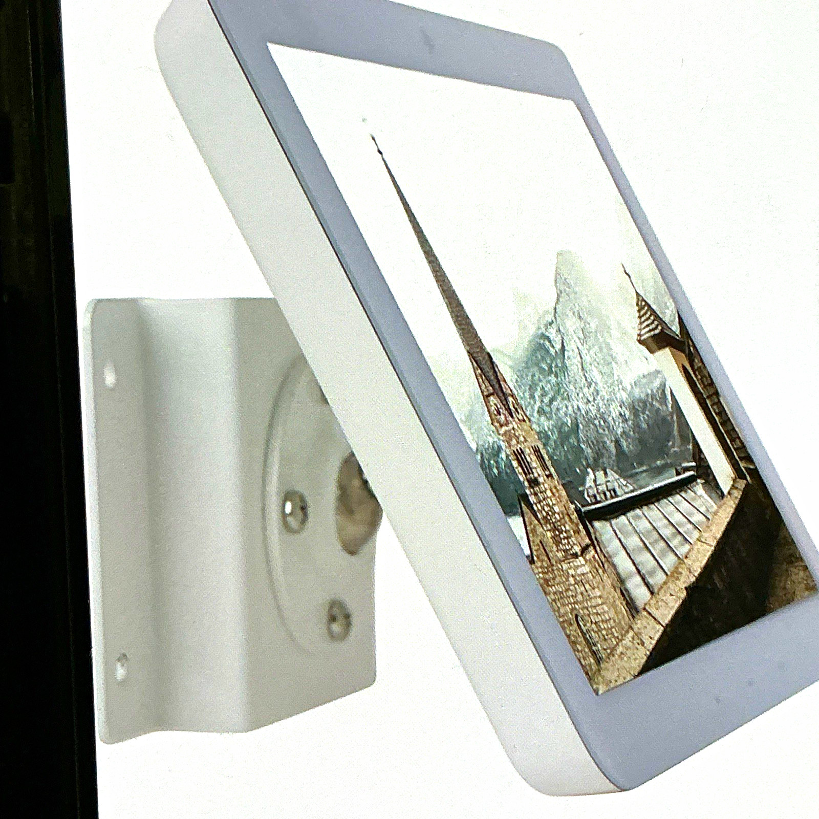 Rotating Adjustable-Angle White Wall Mount for  Echo Hub Universal, 8"