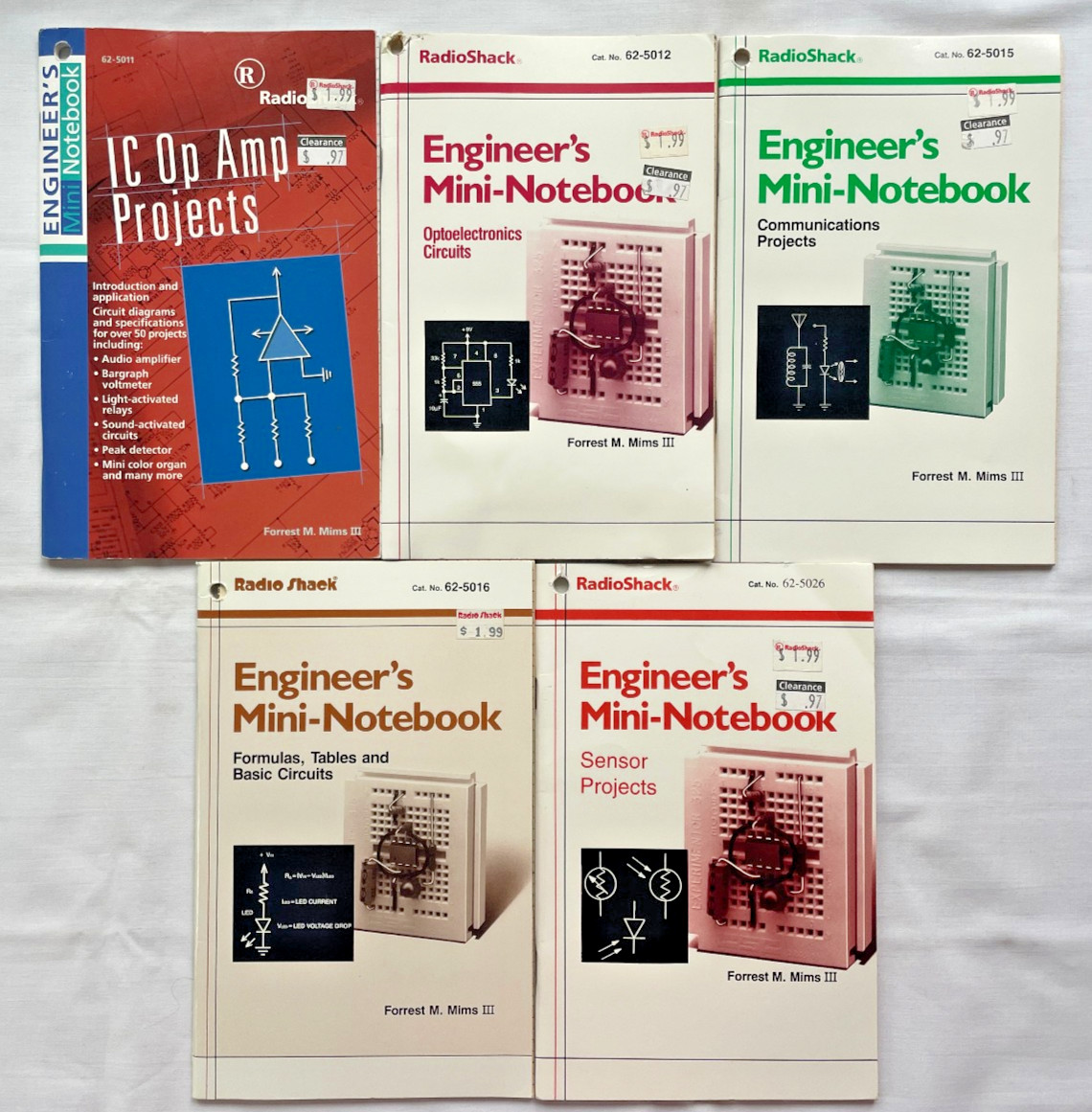 Radio Shack Engineer's Mini-Notebooks by Forrest Mims III, Lot of 5, Vntg PB