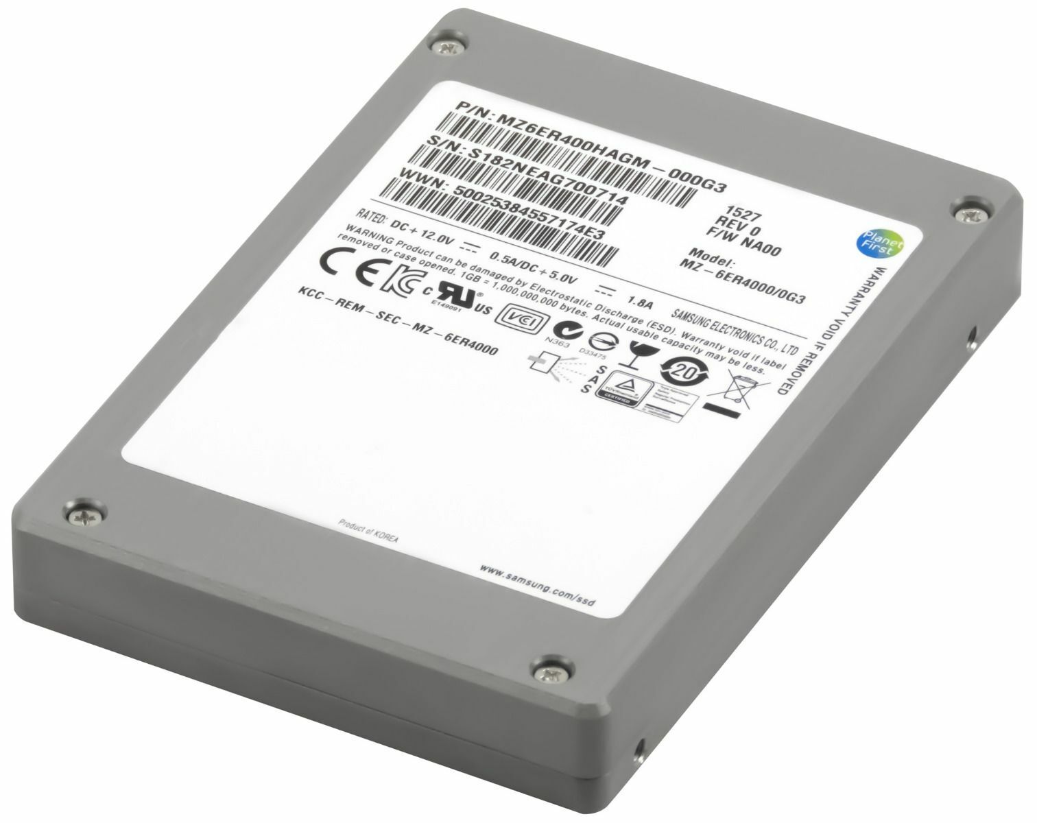 Hard Drive Samsung SM1625 SSD 400GB Emlc SAS-2 2.5'' MZ-6ER4000/0oz3 2.5'' Inch