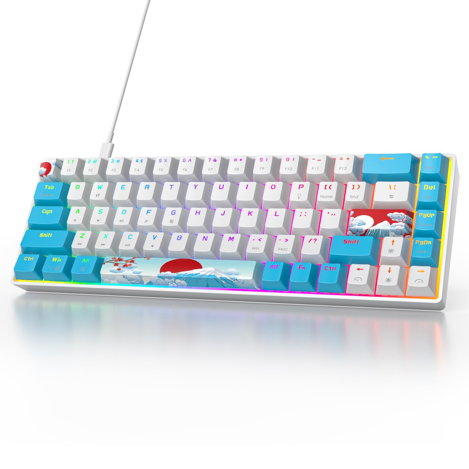 Green Mechanical Gaming Keyboard Wired 104 Keys RGB Backlit Red Switch Matcha