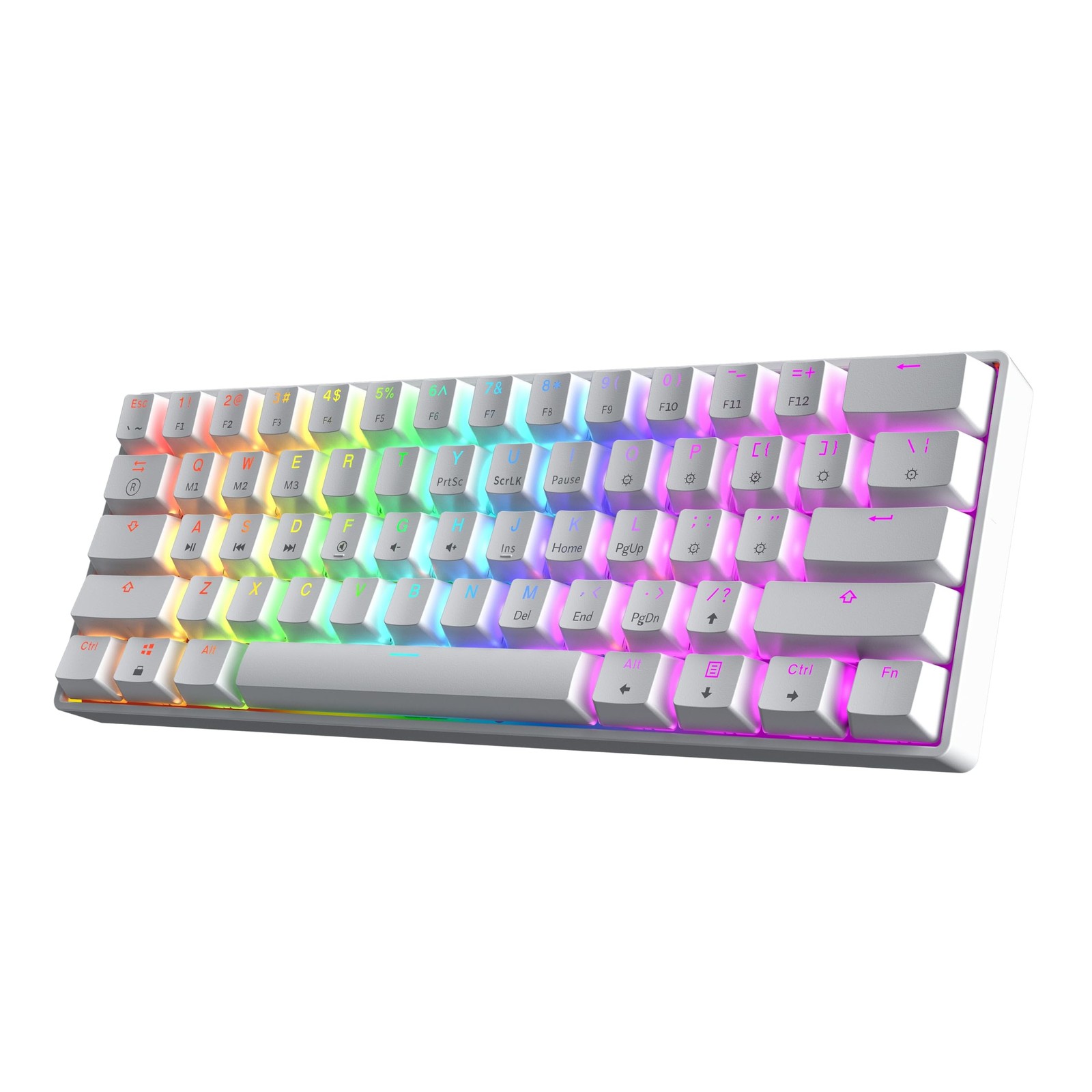 GK61 60% v3 Hotswap Wired RGB Mechanical Gaming Keyboard Speed Silver White