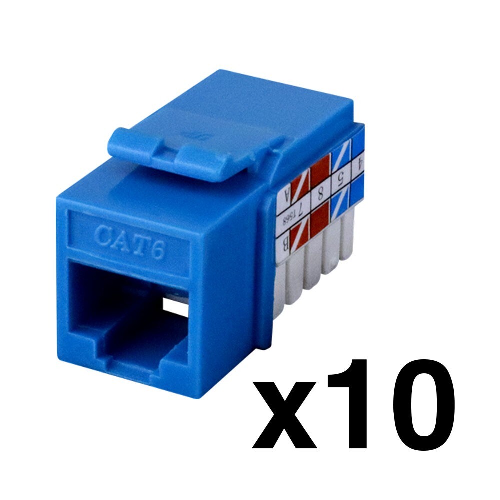 Construct Pro Cat6 (RJ-45) Keystone Jack (10 Pack, Blue)
