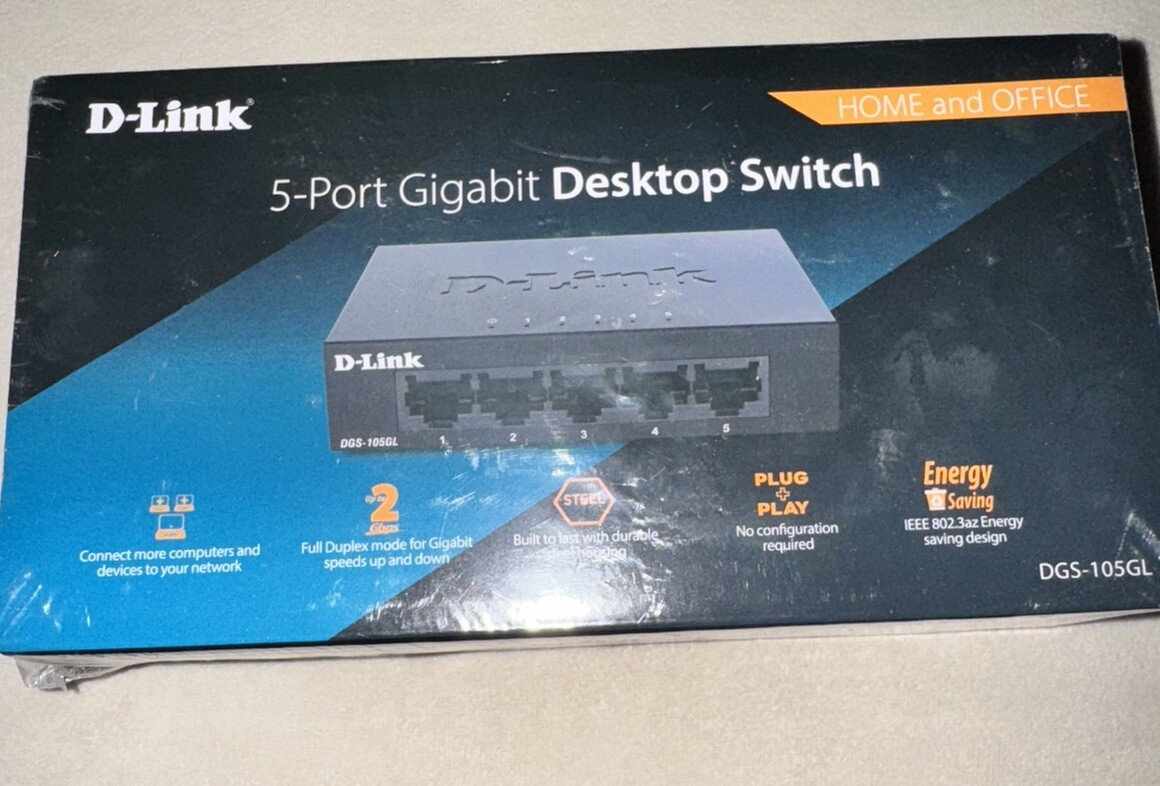 D-Link Switch DGS-105GL 5-Port Gigabit Desktop Ethernet Switch Metal Save Energy