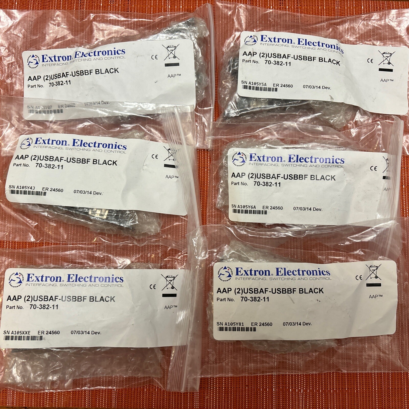 Extron 70-382-11 AAP (2)USBAF-USBBF Black LOT OF 9