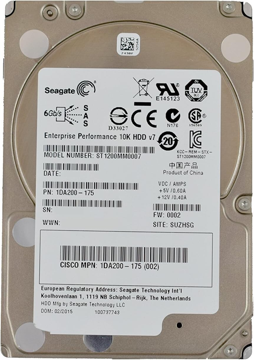 ST1200MM0007 Seagate 1.2TB 10KRPM 6Gb/s 2.5" SAS HDD Hard Drive - (0 HRS)