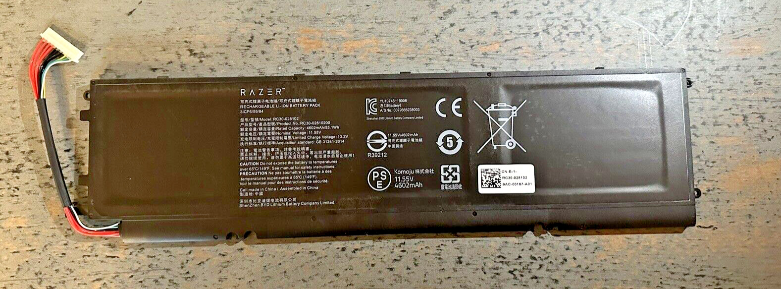 Used Razer RC30-028102 RC30-028102 RC30-0281 Battery for Blade stealth ...