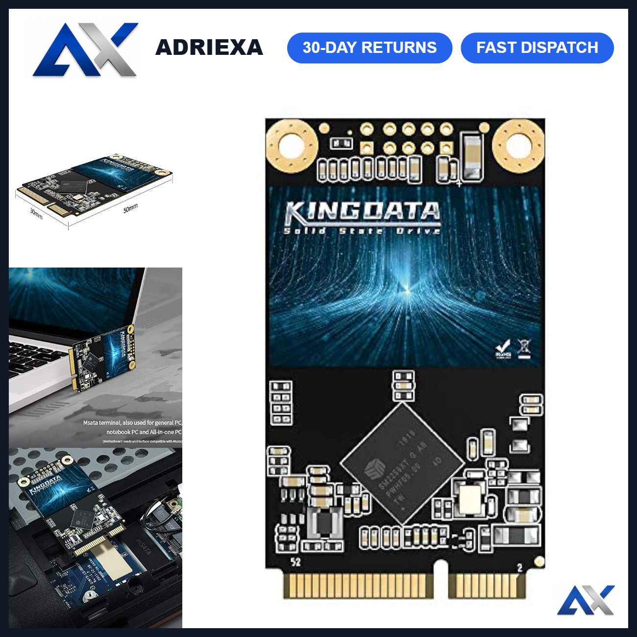 128GB mSATA SSD 3D NAND TLC SATA III 6Gb/s Internal Solid State Drive for PC/Lap