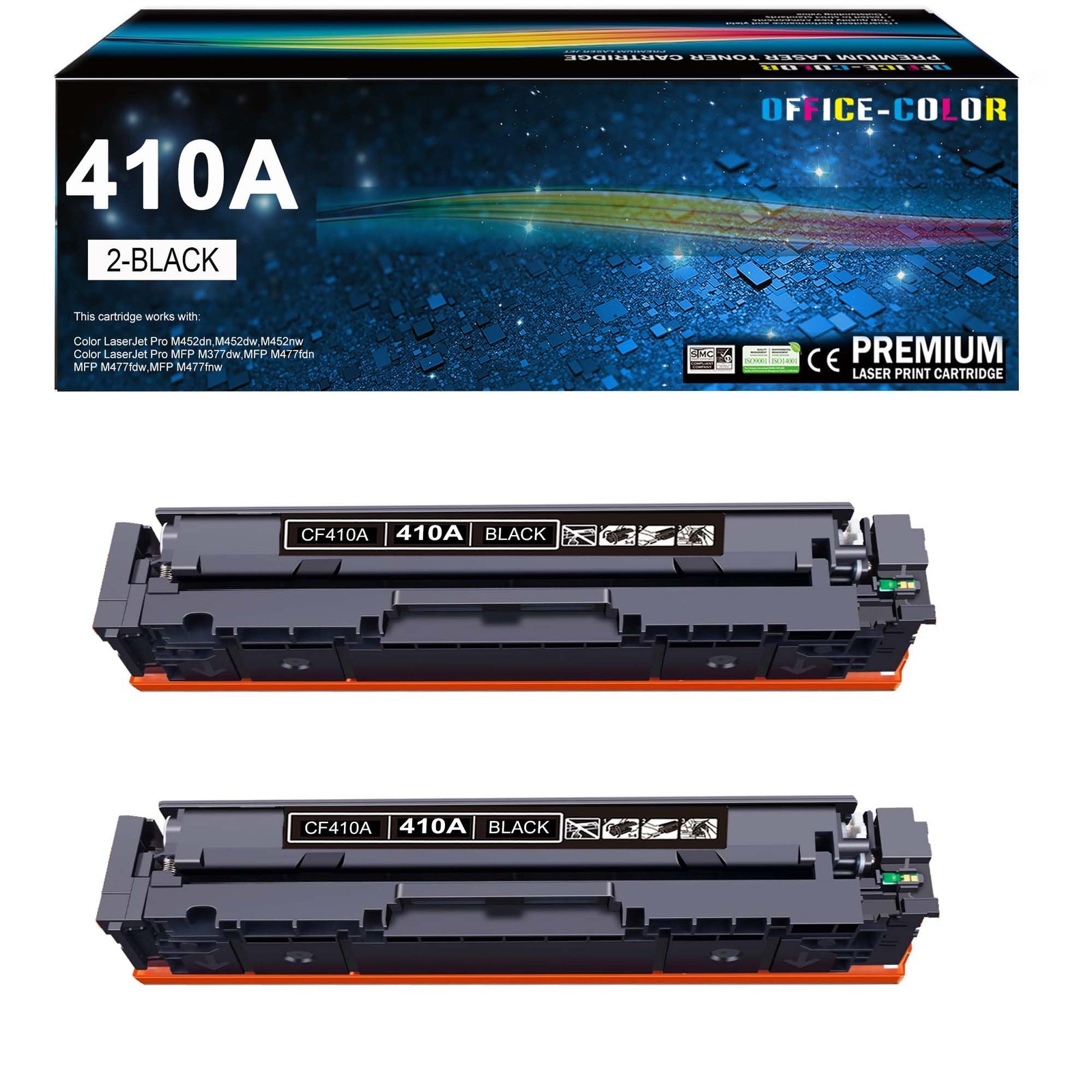 Replacement 410A Black Toner Cartridge- 2-Pack for HP Color Laser Pro, Open Box