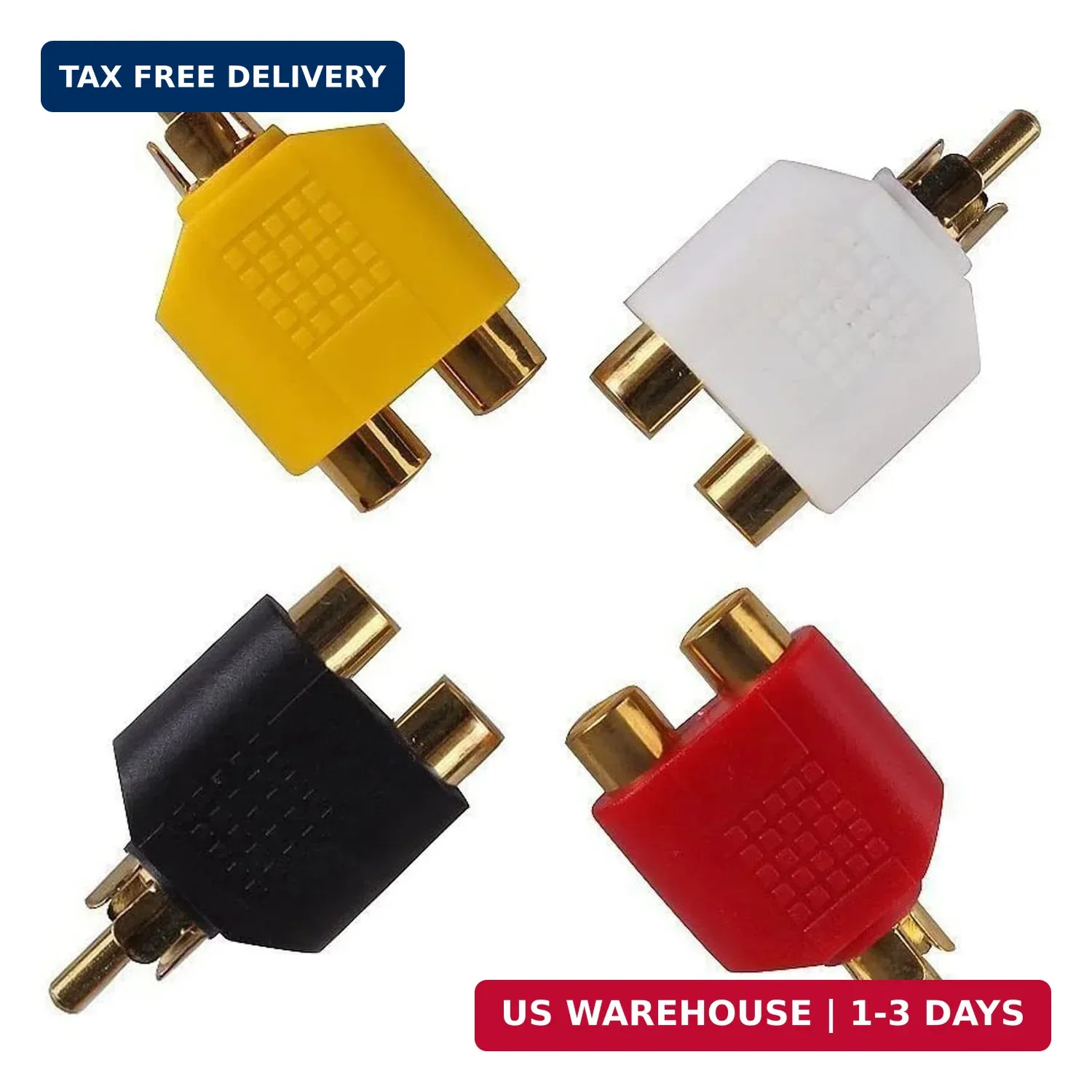 4 Pcs RCA Y Splitter Plug Adapter 2 Female to 1 Male for Audio Video Av Tv Cable