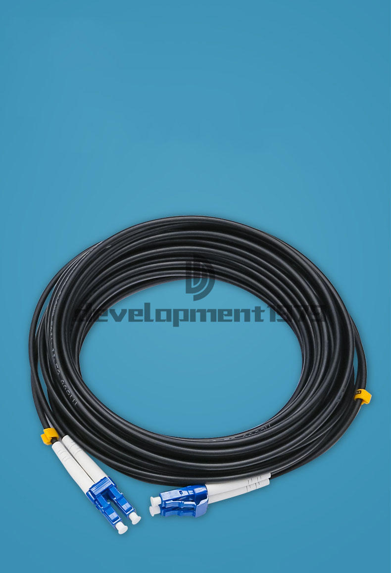 Black Armored Fiber Cable LC-LC UPC SM 9/125 Duplex Fiber Optic Patch Cord 350M