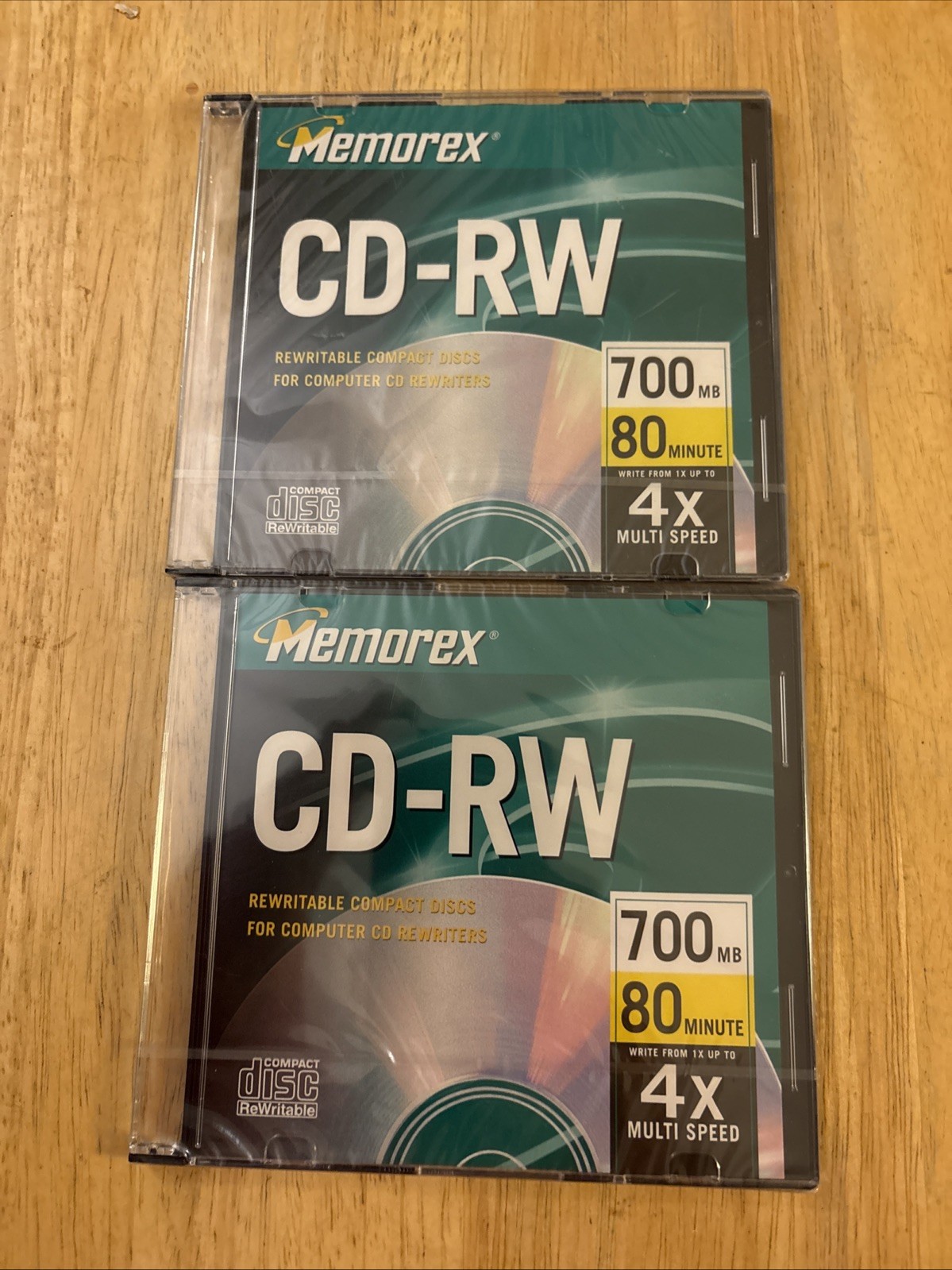 2 Memorex CD-RW 700 MB 80 Minutes Rewritable CD, Brand New Factory Sealed