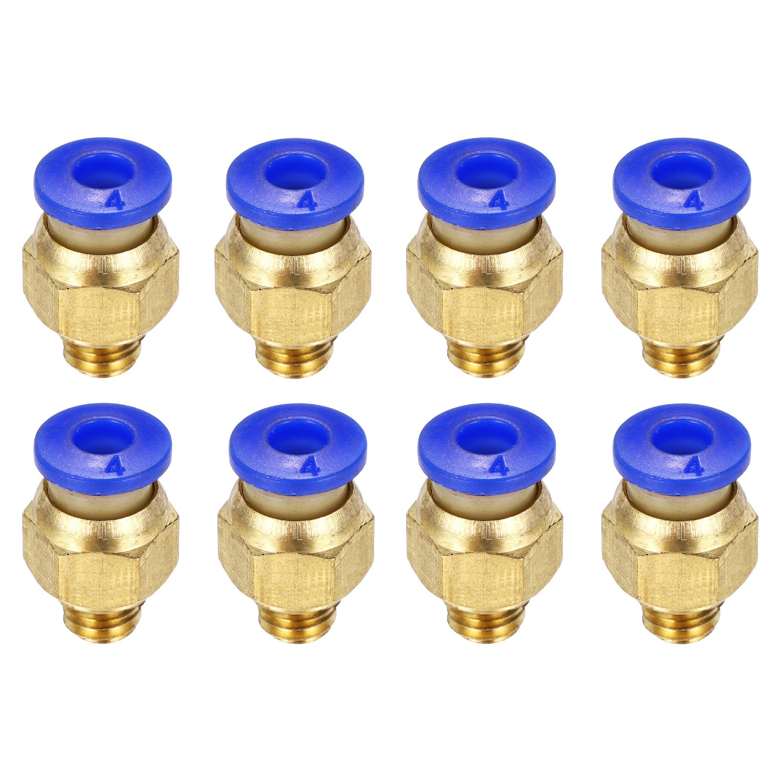 8 Pcs Pneumatic Fitting PC4-M6 Push to Connect Straight Through 2x4mm Tubes Blue