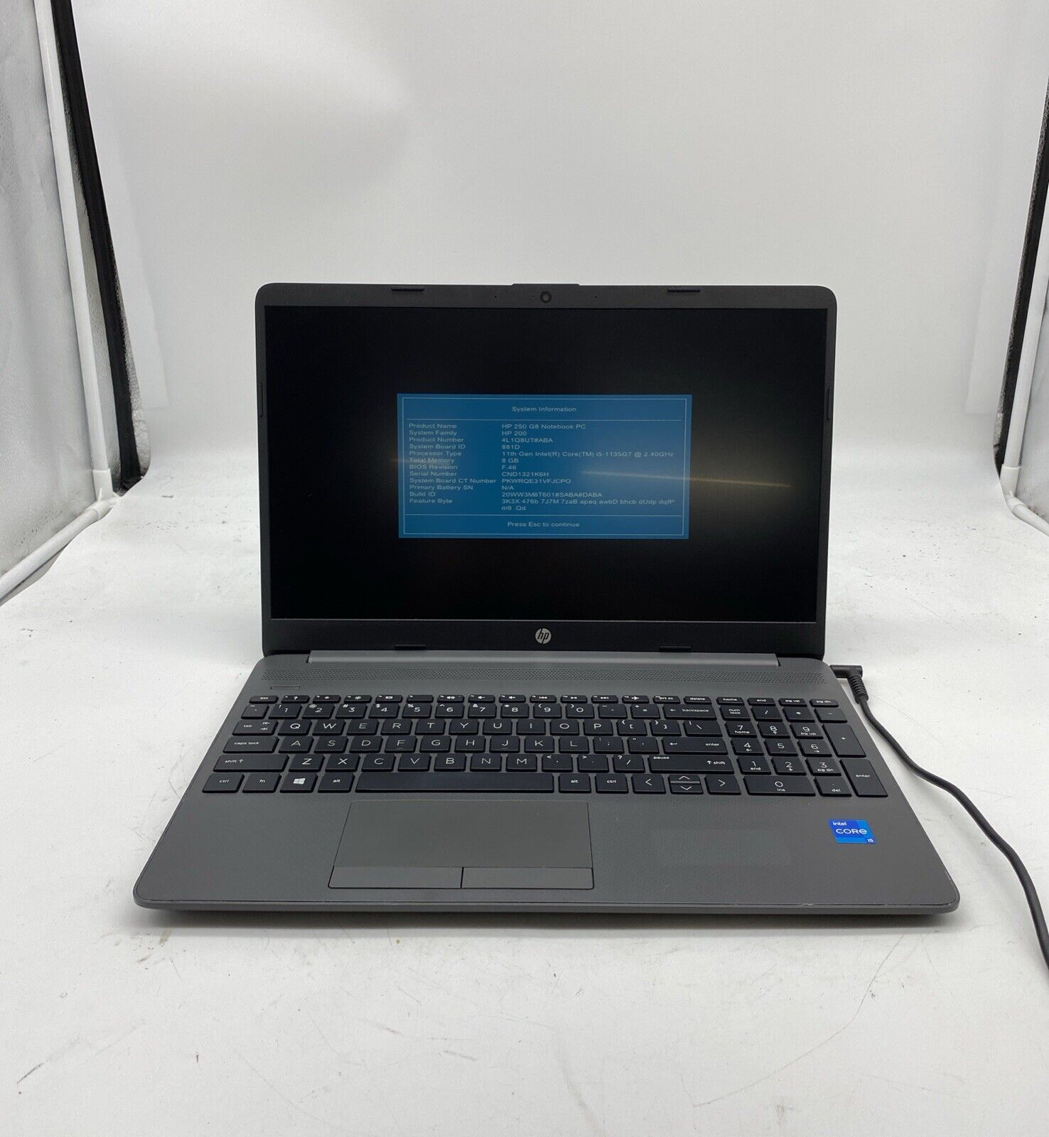 HP Notebook 250 G8 Laptop Intel Core i5-1135G7 2.4GHz 8GB RAM NO HDD