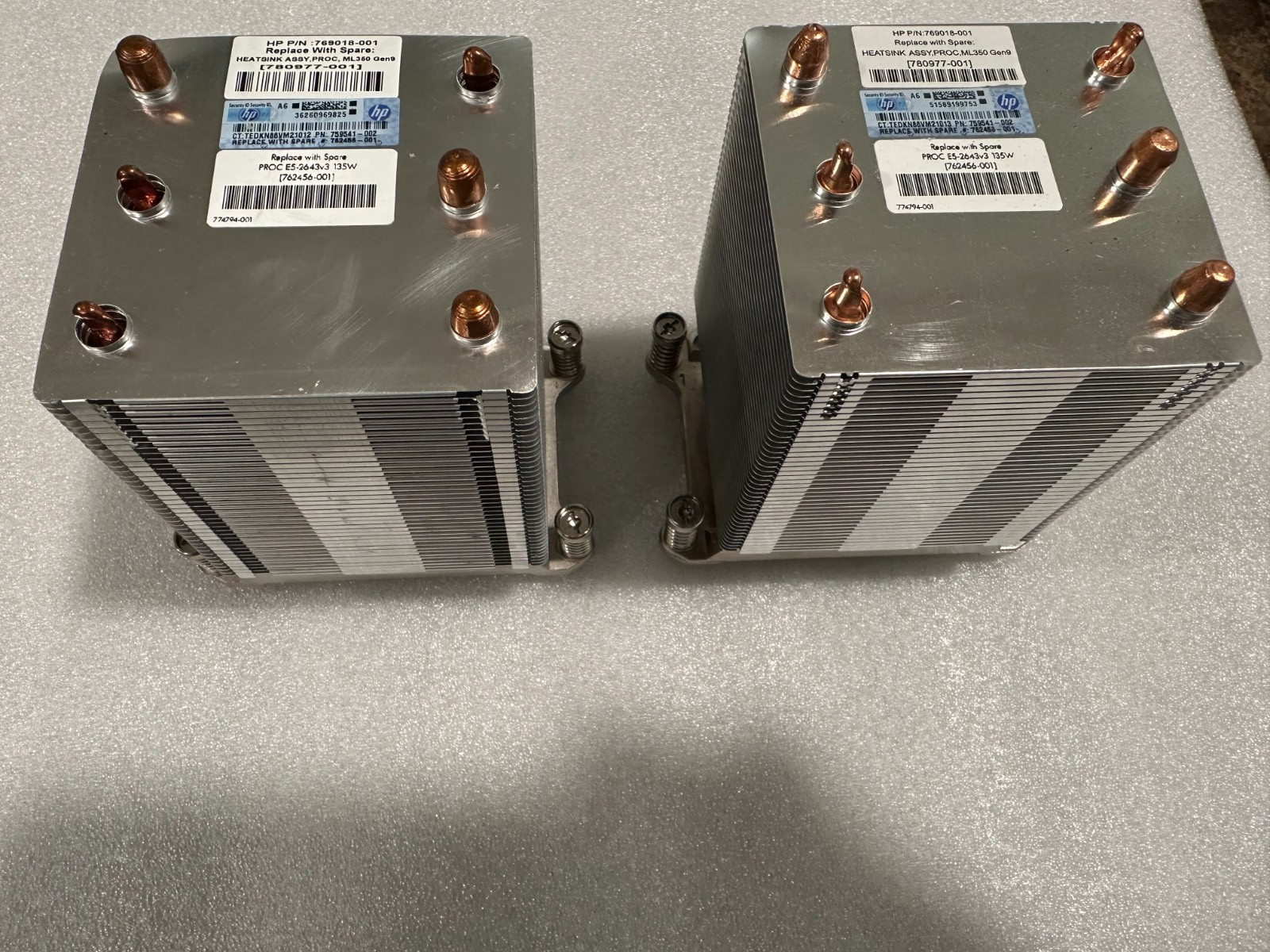 2x 780977-001 HP ML350 Gen9 High Performance Screw Down Heatsink 769018-001