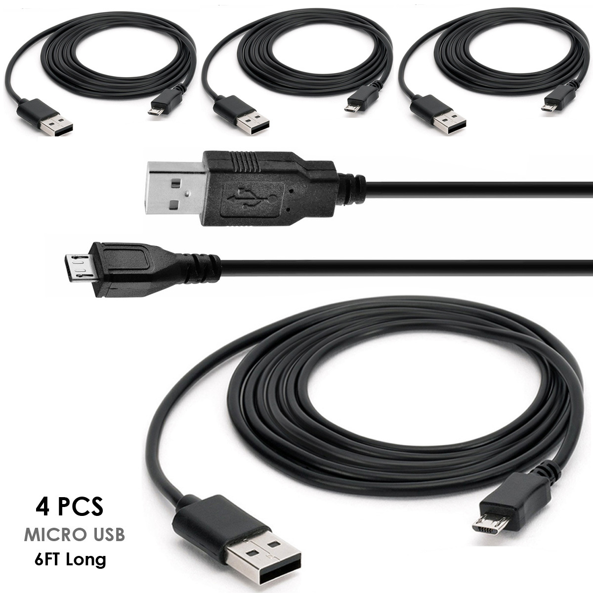 4 x pcs 6.6 ft Long Cable Micro-USB to USB Cable fit Beats By Dre Beats Pill ;Go