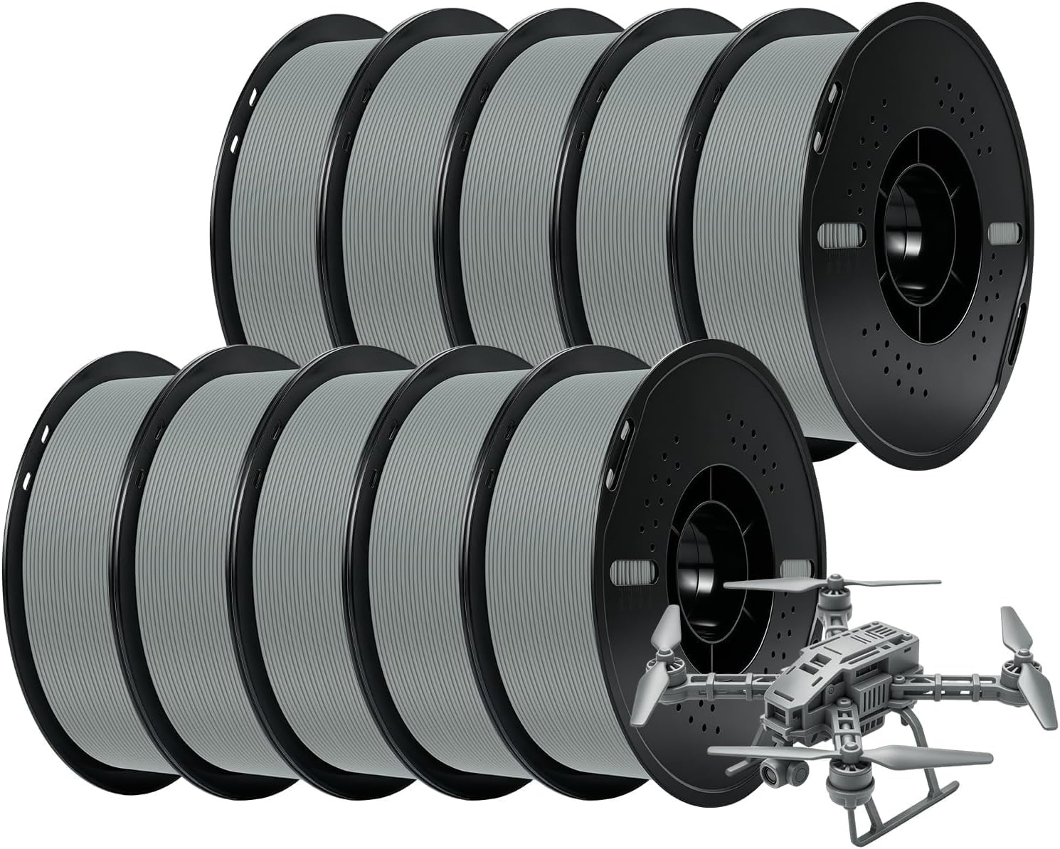 10Kg Grey PLA plus Filament Bundle 1.75Mm,