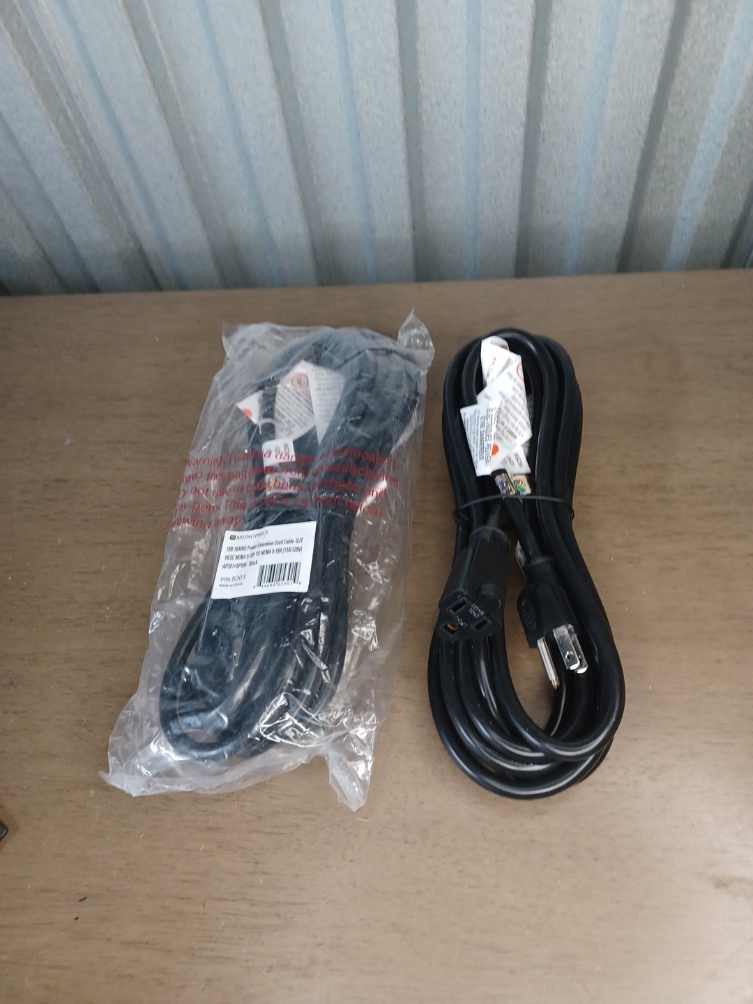 2x 15ft 16AWG Power Ext.  Black NEMA 5-15P to NEMA 5-15R,  ( 13A/125V ) See All