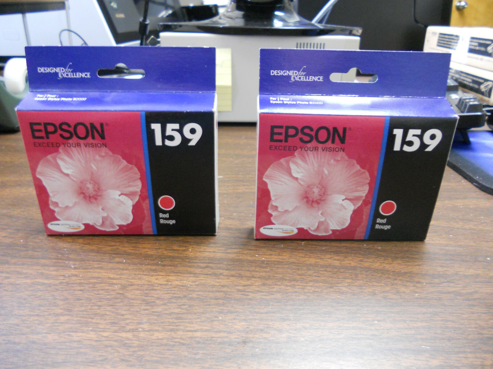 (2) EPSON OEM Red Ink #159 FOR R2000 PRINTERS, NEW, BEST BEFORE DATE 3/2020