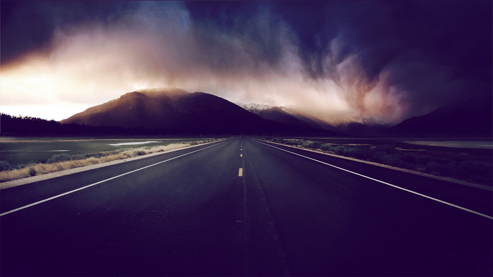 Landscape road mountains filter art sky long Custom Gaming Mat Desk