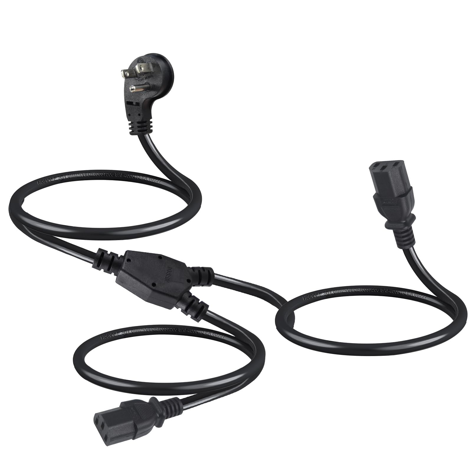 3 FT NEMA 515P To 2X IEC60320 C13 16AWG AC Computer Power Cord Splitter Cable