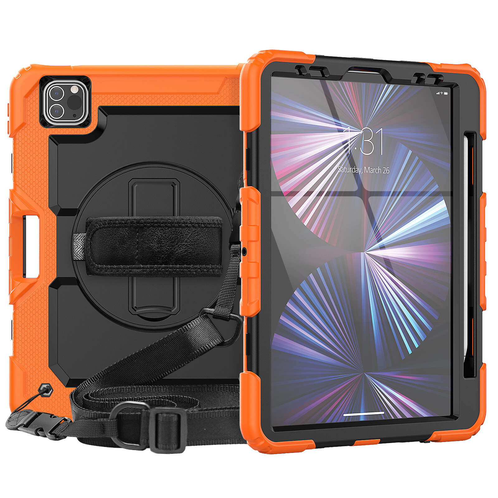 Fr iPad Pro 11 2021 Heavy Rugged Case with Screen Cover Crossbody Shoulder Strap