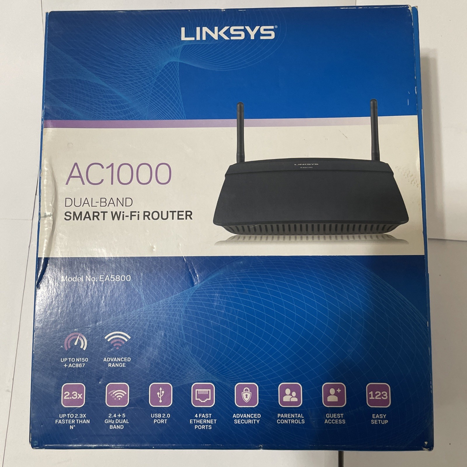 Linksys EA5800 AC1000 Dual Band Smart WiFi Router New Sealed Box Black