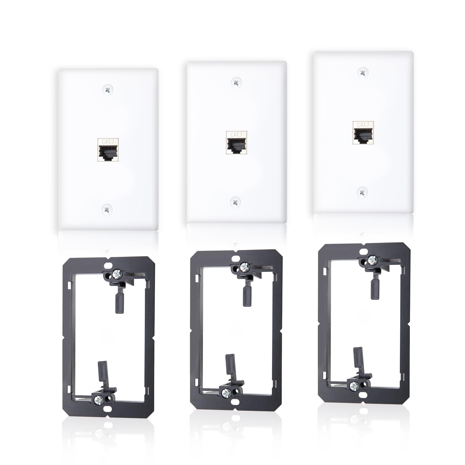 3-Pack CAT7 Ethernet Wall Plate 1 Port RJ45 Keystone Jack Female to Female Sh...