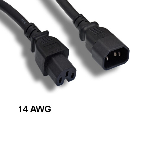 [Lot10] 3Ft Black Power Cable IEC60320 C14/C15 14AWG 15A/250V SJT PDU UPS System