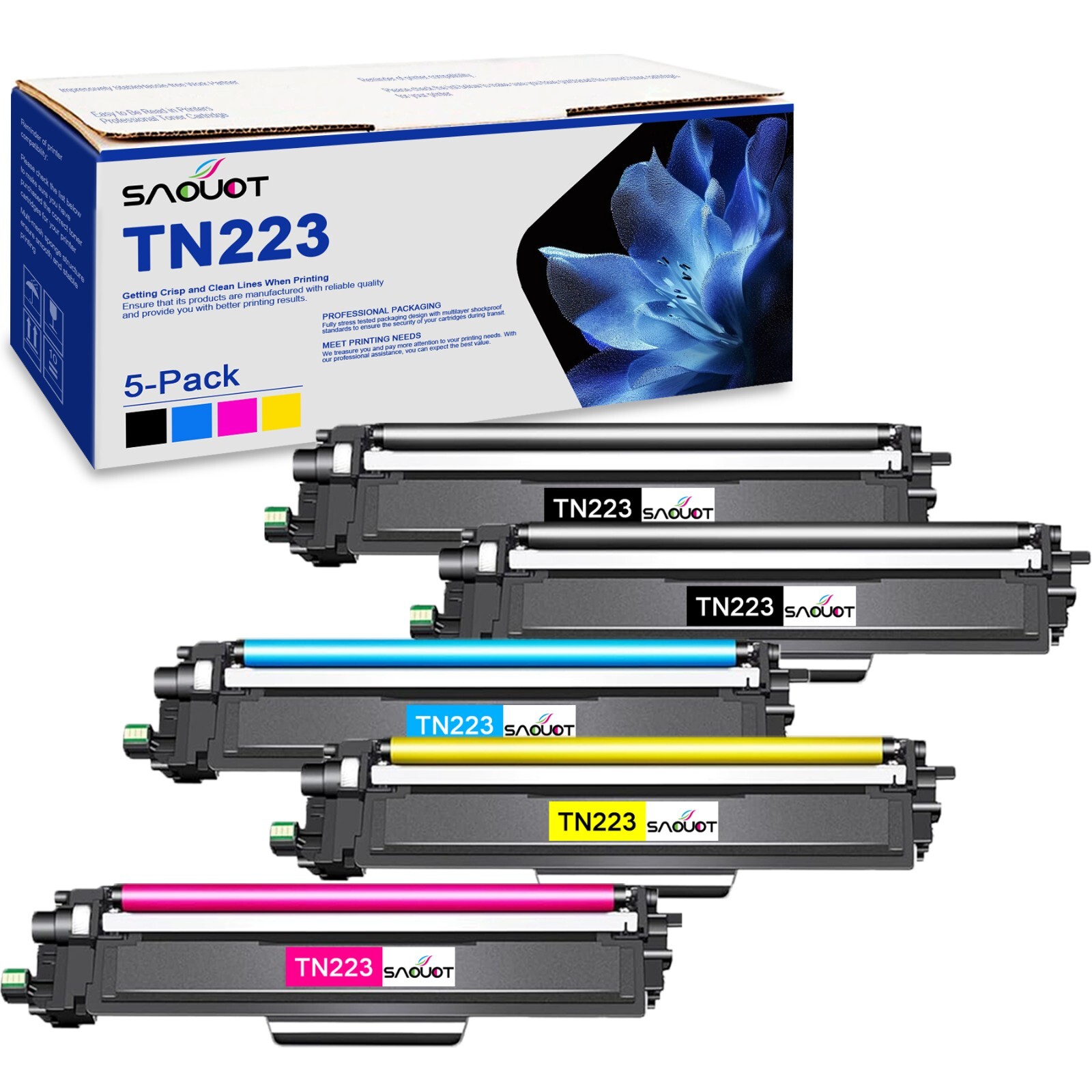 TN223 TN-223 Toner Cartridge Replacement for Brother TN 223 5PK HL-L3290CDW KCMY