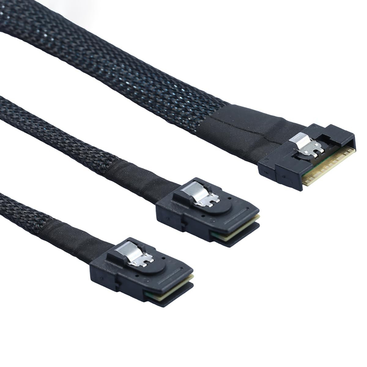 1M SlimSAS SFF8654 8i 4.0 To Dual SAS 8087 Cable 32AWG 24G Server Internal