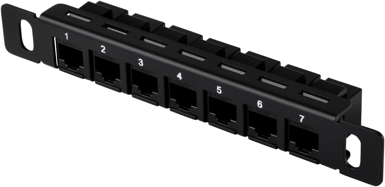 🔥GeeekPi 7 inch 0.5U 7-Port Patch Panel, CAT6 Network Patch Panel Rack Mount🔥