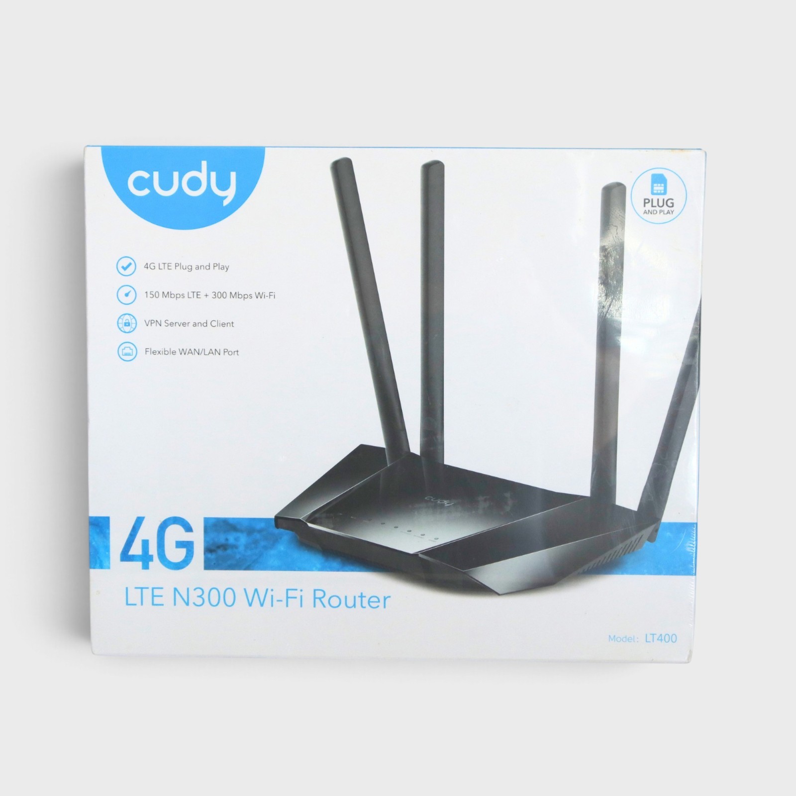 Cudy LT400 4G LTE N300 WiFi Router New Sealed 150Mbps Plug & Play